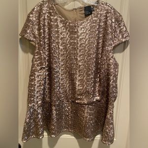Asos Curve gold sequin peplum top